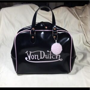 Von Dutch Y2K Black Pink Bowling Bag Vintage
